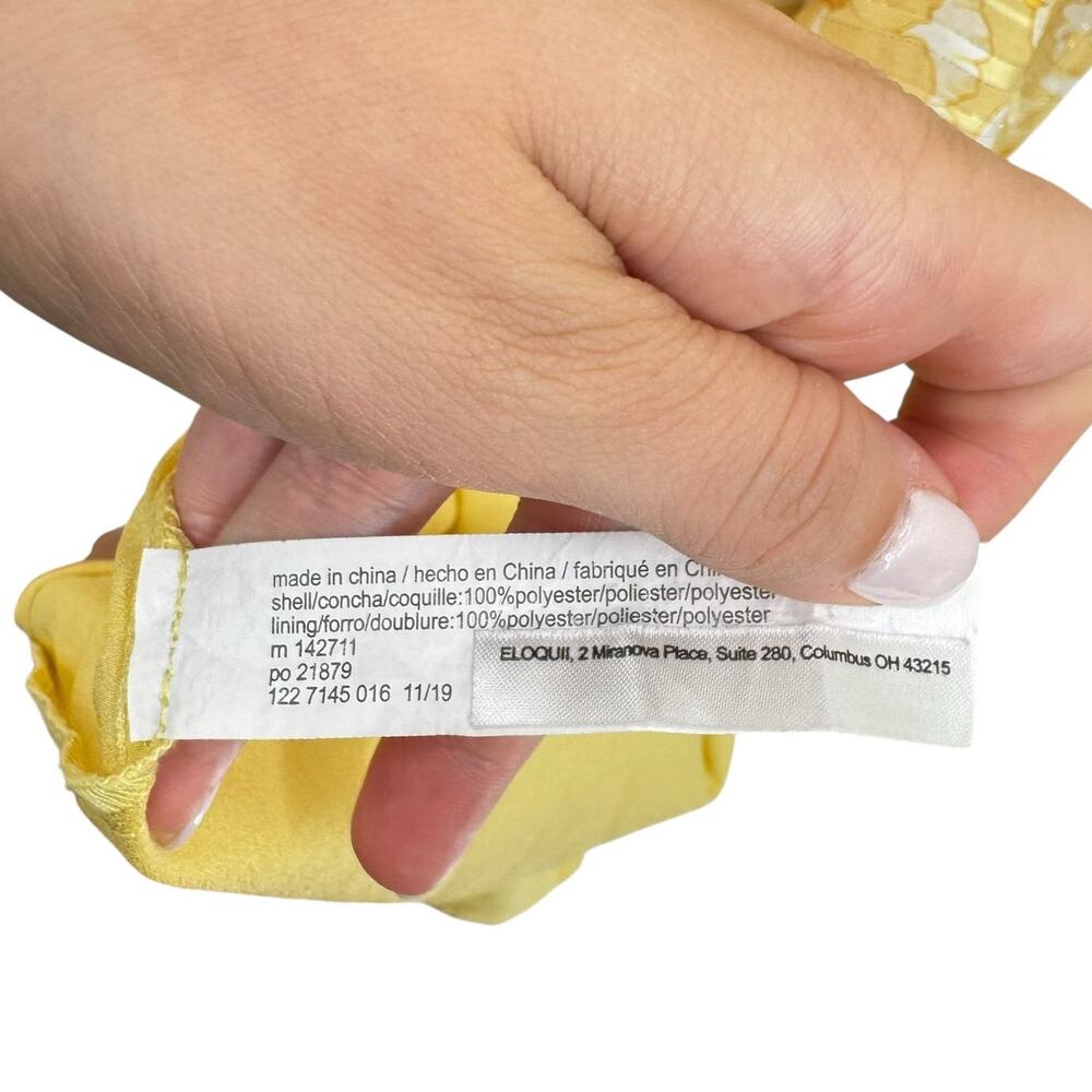 Eloquii Golden Yellow Floral Metallic Stripe Ruffle Sleeveless Maxi Dress - Picture 12 of 13